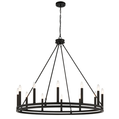 Denver 12-Light Traditional Candle Style Wagon Wheel Chandelier UL Listed