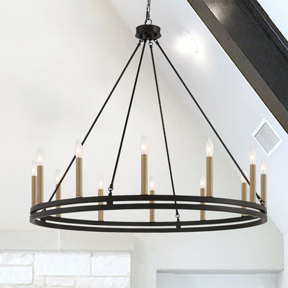 Denver 12-Light Traditional Candle Style Wagon Wheel Chandelier UL Listed