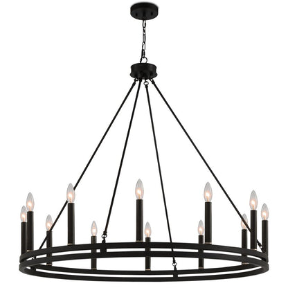 Denver 12-Light Traditional Candle Style Wagon Wheel Chandelier UL Listed