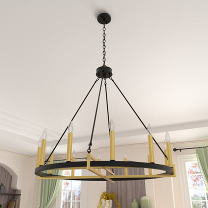 Windsor 12-Light Unique Candle Style Wagon Wheel Chandelier