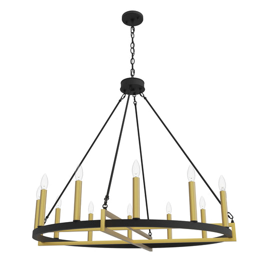 Windsor 12-Light Unique Candle Style Wagon Wheel Chandelier