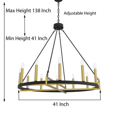 Windsor 12-Light Unique Candle Style Wagon Wheel Chandelier