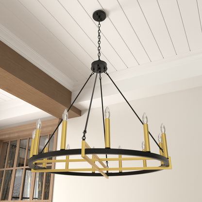 Windsor 12-Light Unique Candle Style Wagon Wheel Chandelier