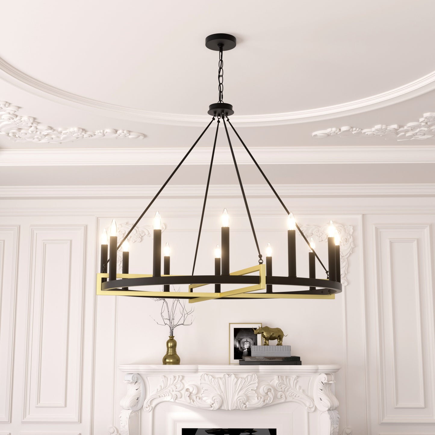 Windsor 12-Light Unique Candle Style Wagon Wheel Chandelier