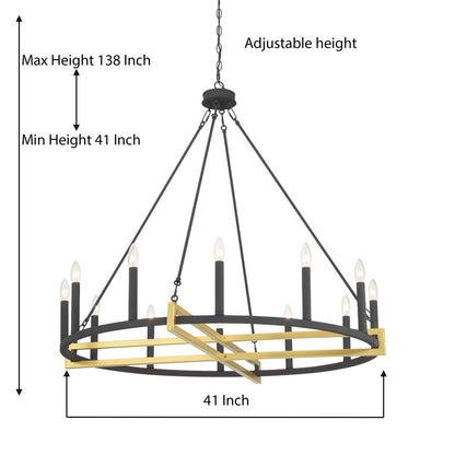 Windsor 12-Light Unique Candle Style Wagon Wheel Chandelier