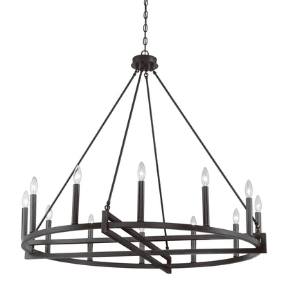 Windsor 12-Light Unique Candle Style Wagon Wheel Chandelier UL Listed