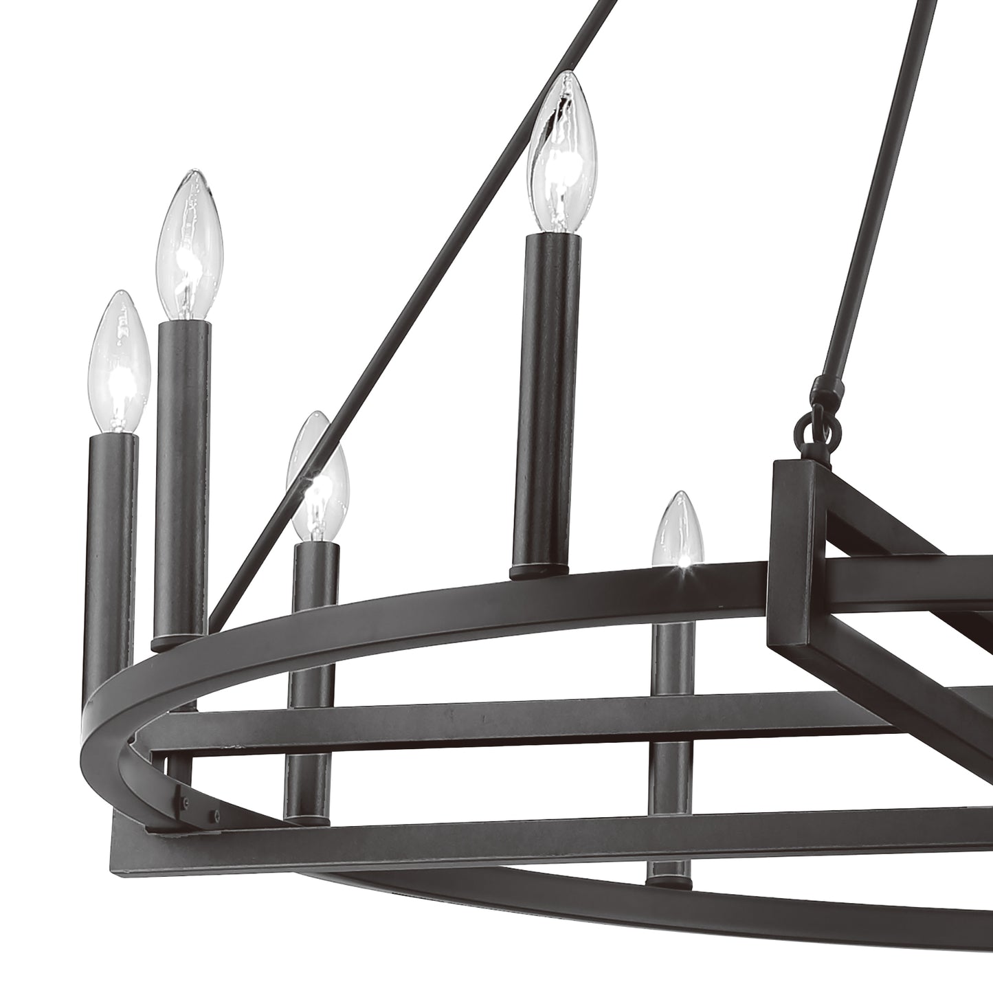 Windsor 12-Light Unique Candle Style Wagon Wheel Chandelier UL Listed