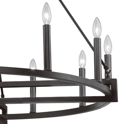 Windsor 12-Light Unique Candle Style Wagon Wheel Chandelier UL Listed