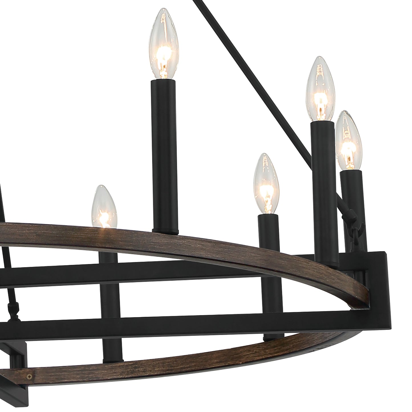 Windsor 12-Light Unique Candle Style Wagon Wheel Chandelier UL Listed