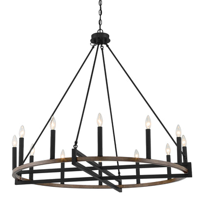 Windsor 12-Light Unique Candle Style Wagon Wheel Chandelier UL Listed