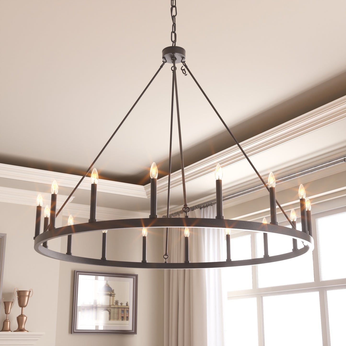 Bristol 16-Light Classic Candle Style Wagon Wheel Chandelier UL Listed