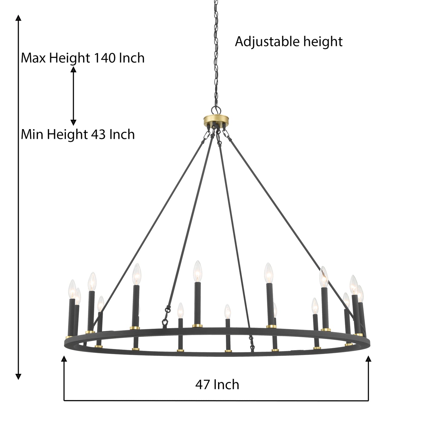 Bristol 16-Light Classic Candle Style Wagon Wheel Chandelier UL Listed