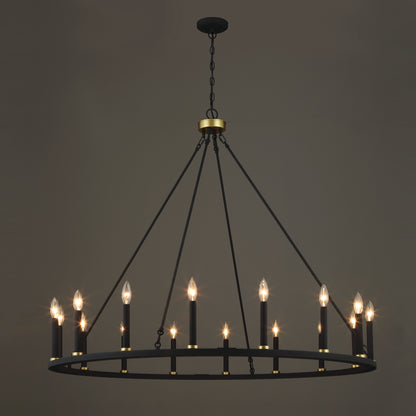 Bristol 16-Light Classic Candle Style Wagon Wheel Chandelier UL Listed