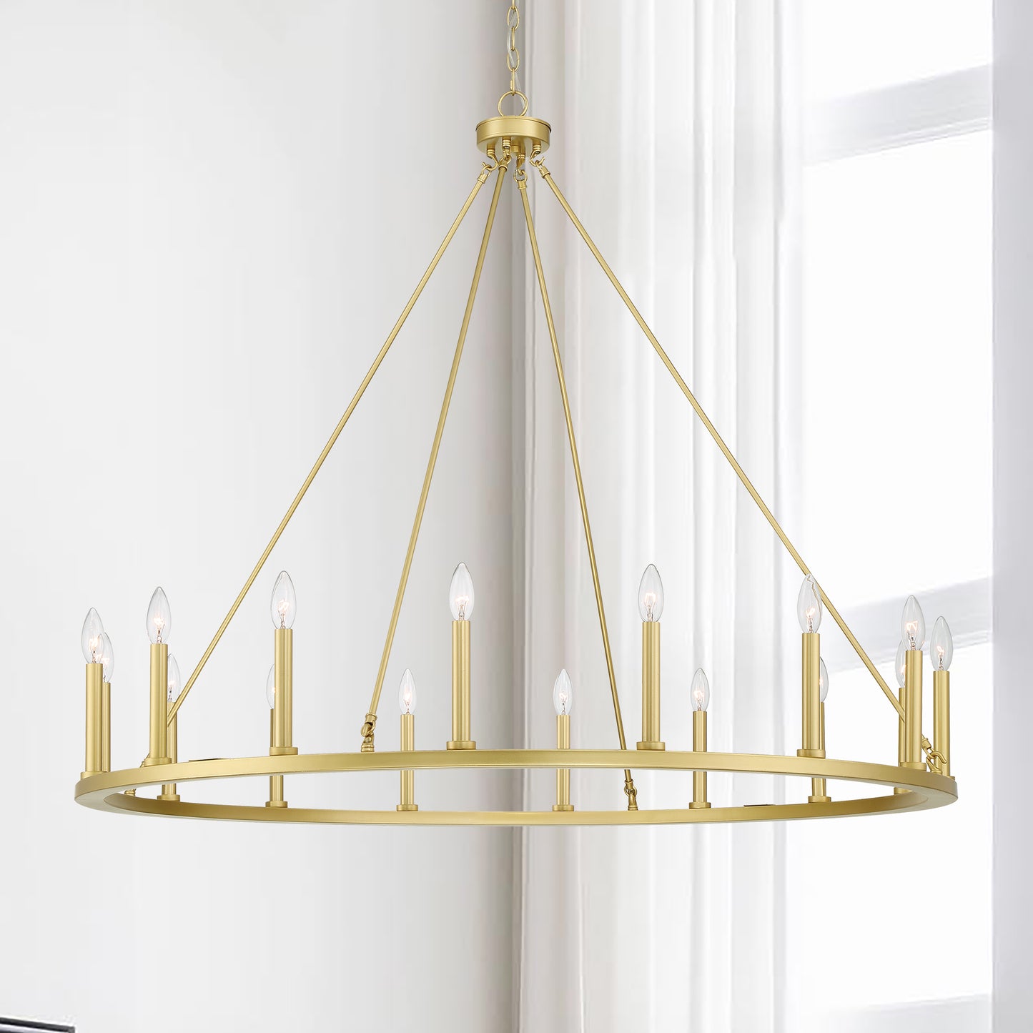 Bristol 16-Light Classic Candle Style Wagon Wheel Chandelier UL Listed