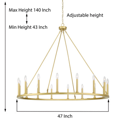 Bristol 16-Light Classic Candle Style Wagon Wheel Chandelier UL Listed