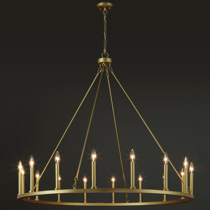 Bristol 16-Light Classic Candle Style Wagon Wheel Chandelier UL Listed