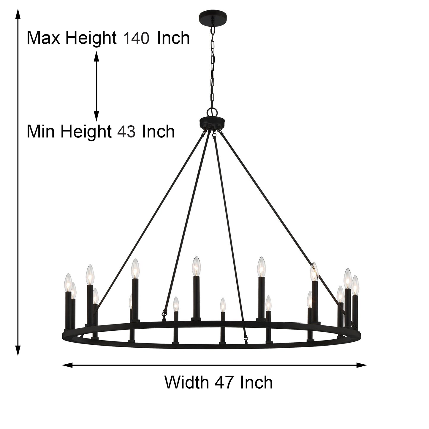 Bristol 16-Light Classic Candle Style Wagon Wheel Chandelier UL Listed