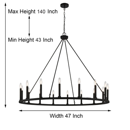 Bristol 16-Light Classic Candle Style Wagon Wheel Chandelier UL Listed