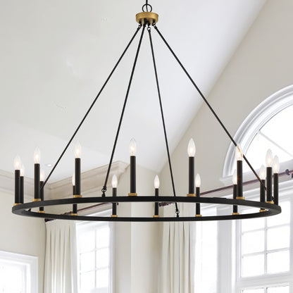 Bristol 16-Light Classic Candle Style Wagon Wheel Chandelier UL Listed