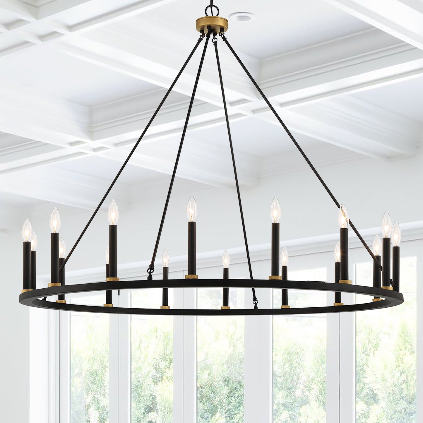 Bristol 16-Light Classic Candle Style Wagon Wheel Chandelier UL Listed