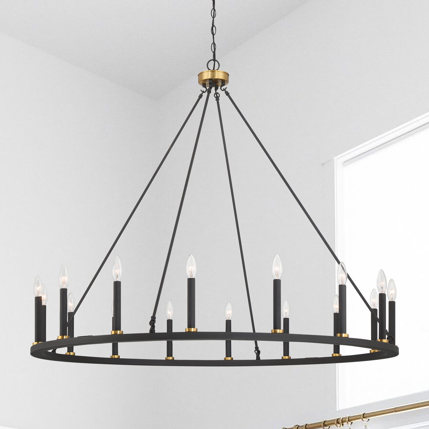 Bristol 16-Light Classic Candle Style Wagon Wheel Chandelier UL Listed