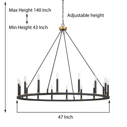 Bristol 16-Light Classic Candle Style Wagon Wheel Chandelier UL Listed