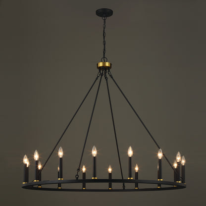 Bristol 16-Light Classic Candle Style Wagon Wheel Chandelier UL Listed