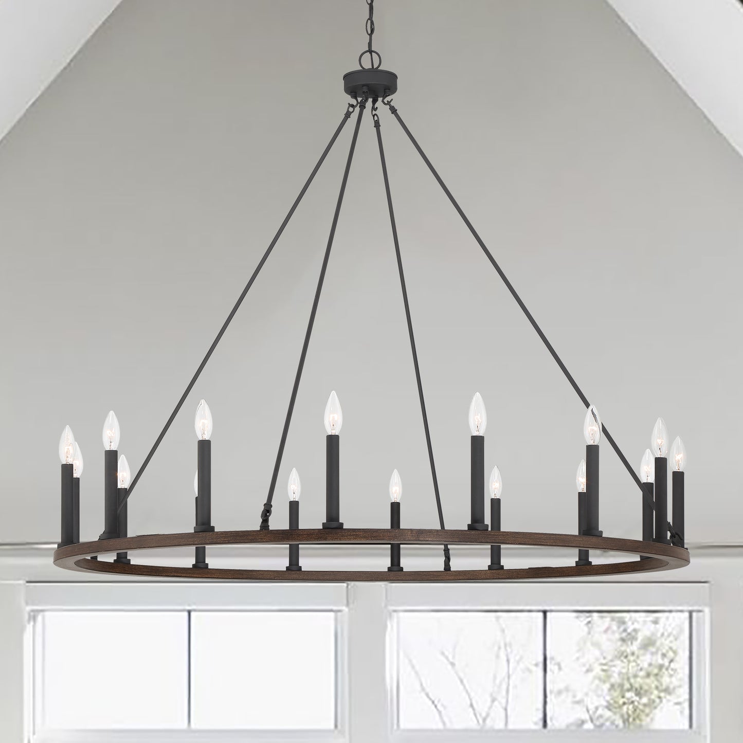 Bristol 16-Light Classic Candle Style Wagon Wheel Chandelier UL Listed