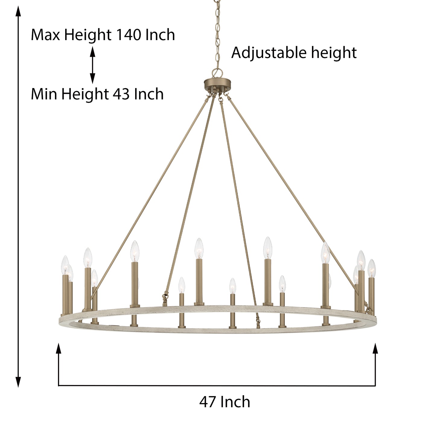 Bristol 16-Light Classic Candle Style Wagon Wheel Chandelier UL Listed