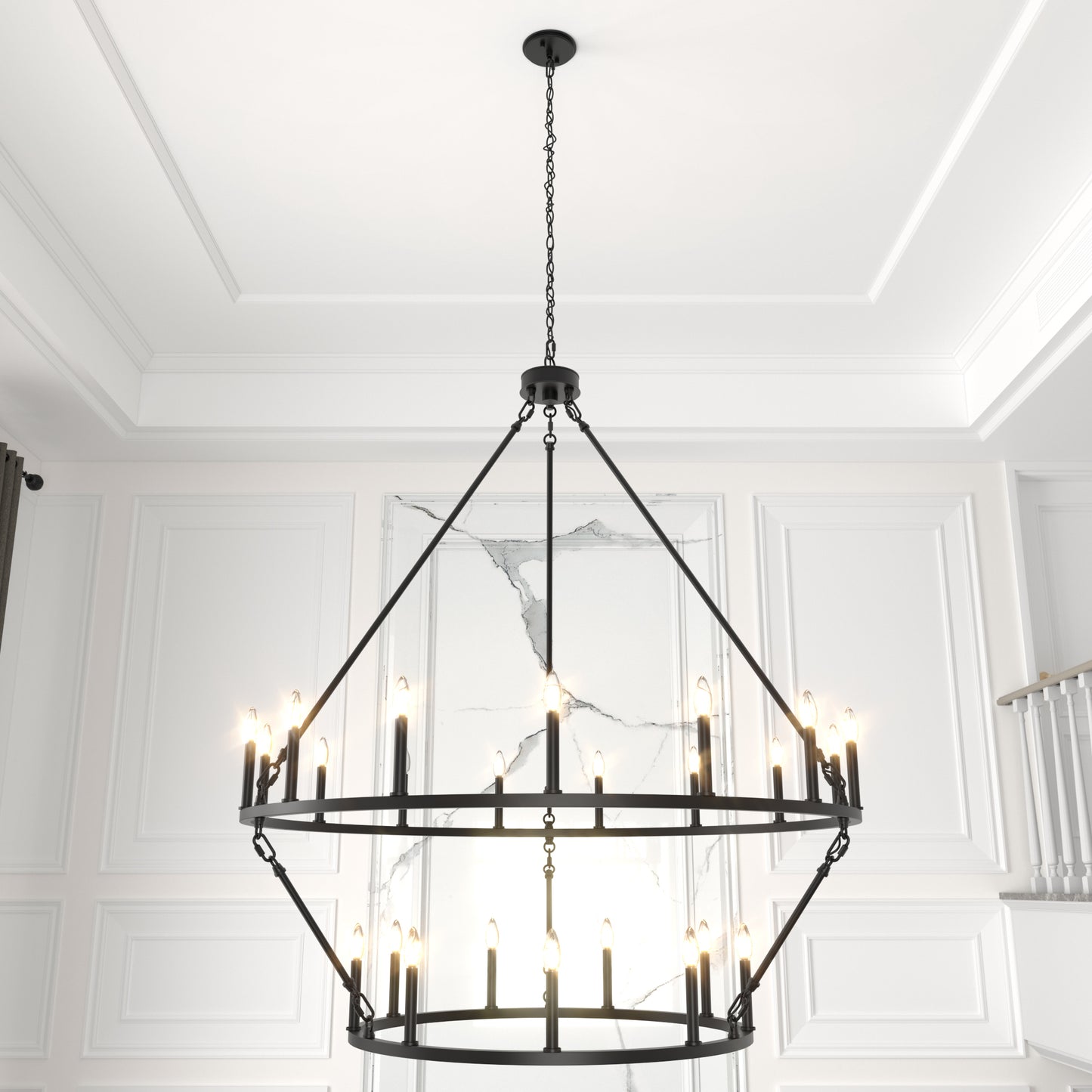 Adelle 24-Light Wagon Wheel Chandelier UL Listed