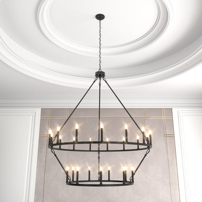 Adelle 24-Light Wagon Wheel Chandelier UL Listed