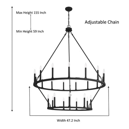 Adelle 24-Light Wagon Wheel Chandelier UL Listed