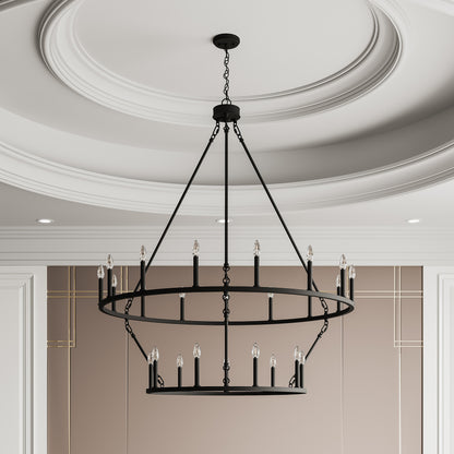 Adelle 24-Light Wagon Wheel Chandelier UL Listed