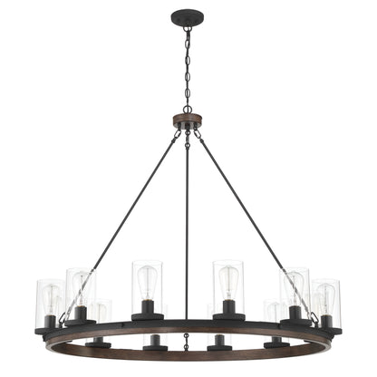 Cristelle 12-Light Wagon Wheel Chandelier with Hand Blown Glass Accents UL Listed