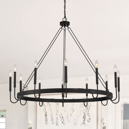 Montgomery 12-Light Candle Style Wagon Wheel Chain Chandelier