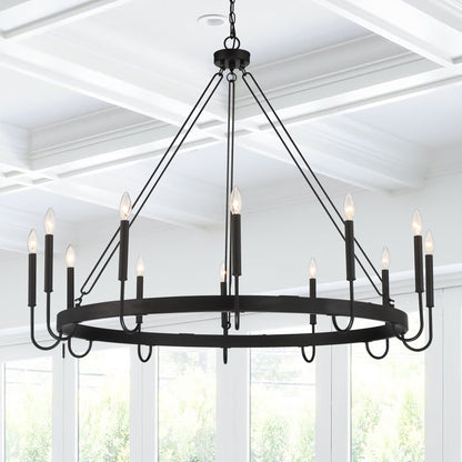 Montgomery 12-Light Candle Style Wagon Wheel Chain Chandelier