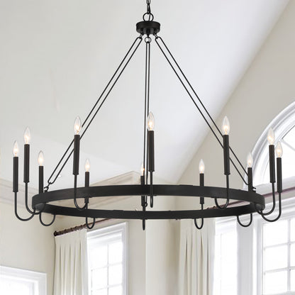 Montgomery 12-Light Candle Style Wagon Wheel Chain Chandelier