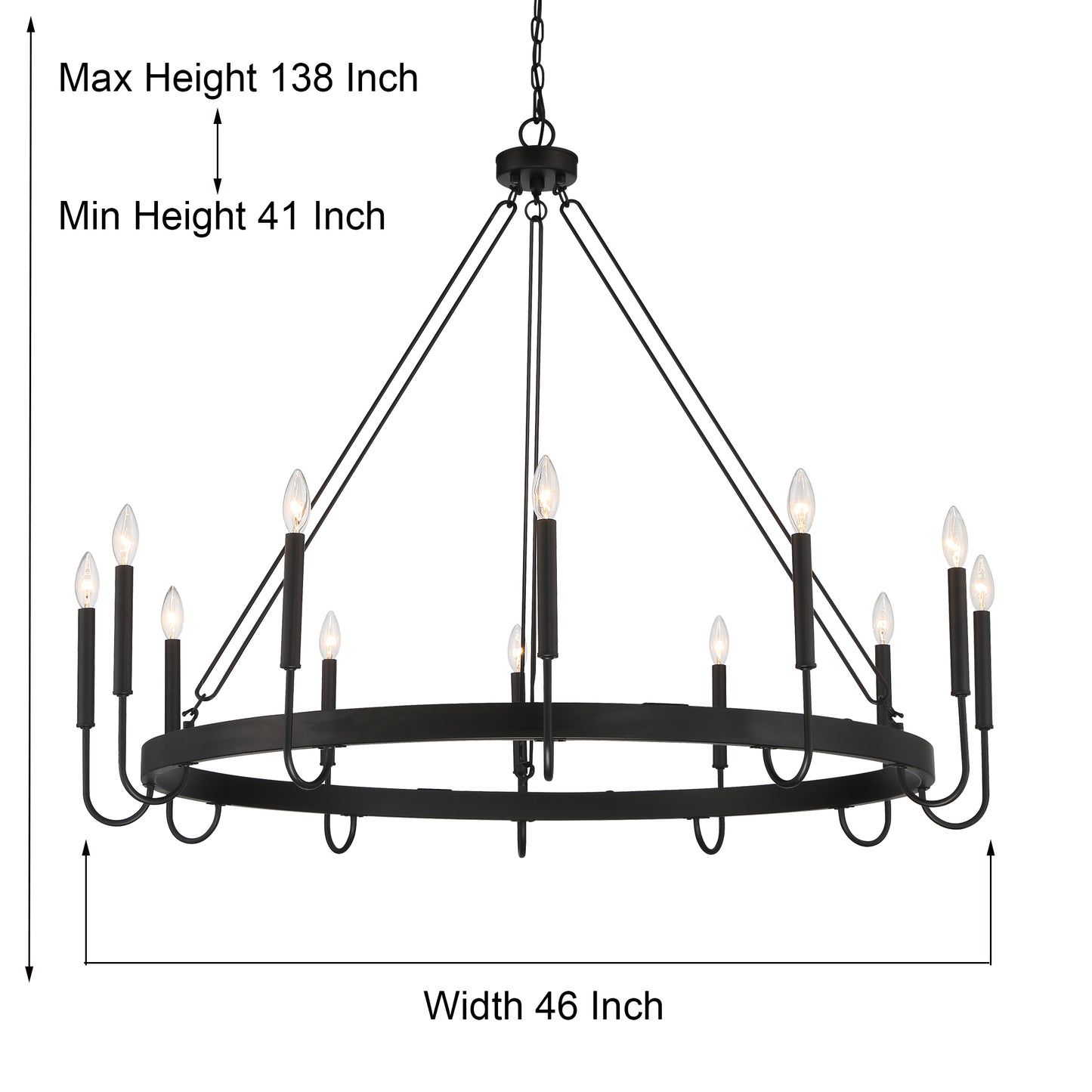 Montgomery 12-Light Candle Style Wagon Wheel Chain Chandelier