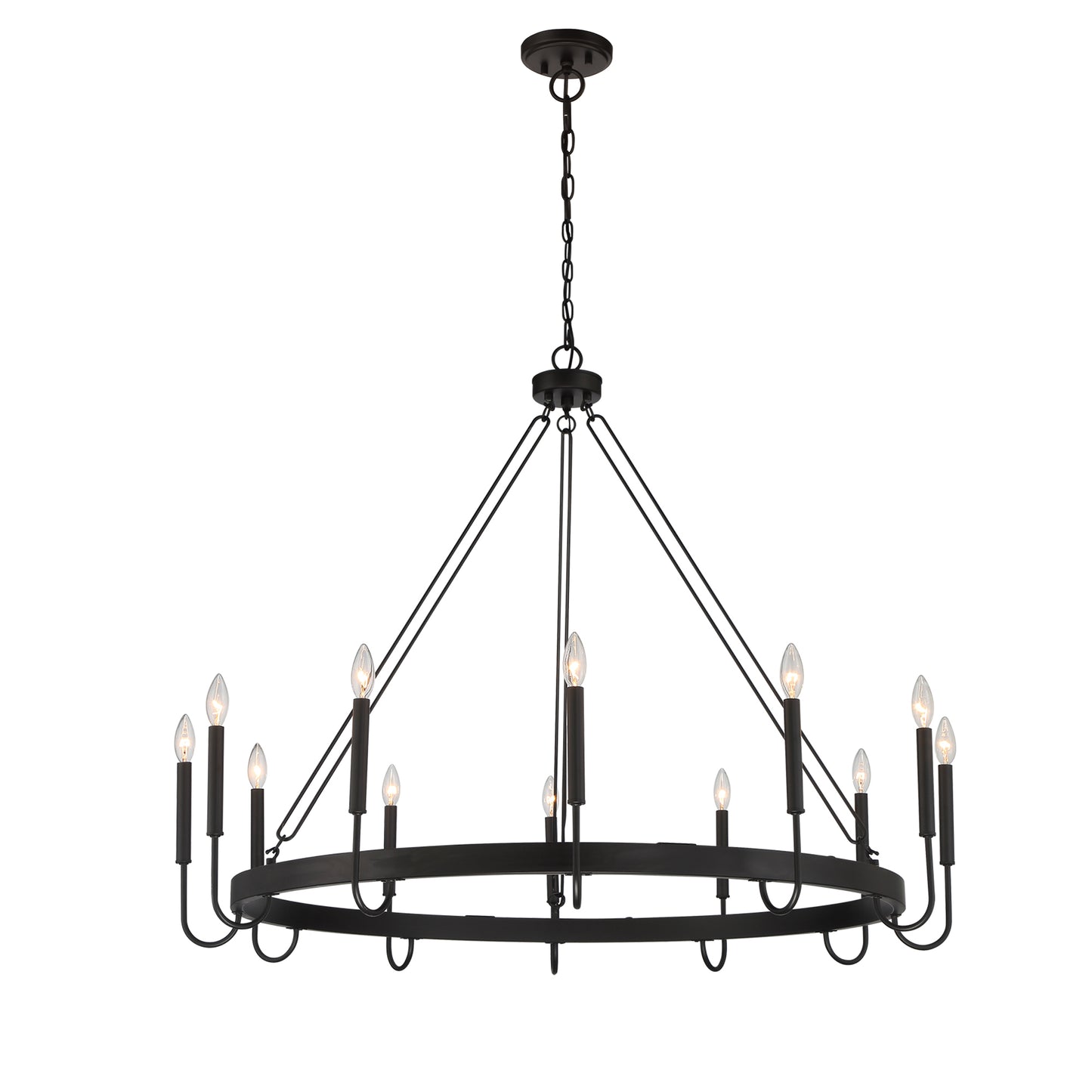 Montgomery 12-Light Candle Style Wagon Wheel Chain Chandelier