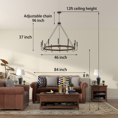 Montgomery 12-Light Candle Style Wagon Wheel Chain Chandelier