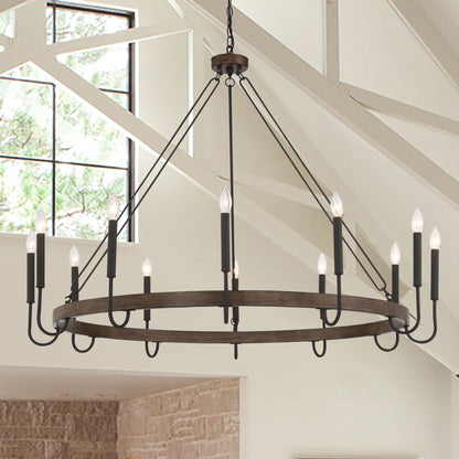 Montgomery 12-Light Candle Style Wagon Wheel Chain Chandelier