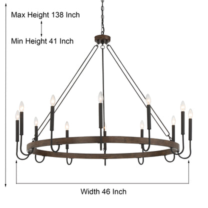 Montgomery 12-Light Candle Style Wagon Wheel Chain Chandelier