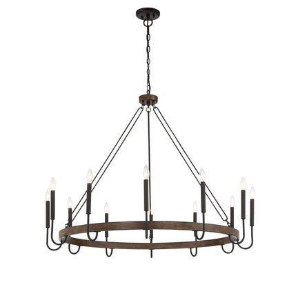 Montgomery 12-Light Candle Style Wagon Wheel Chain Chandelier