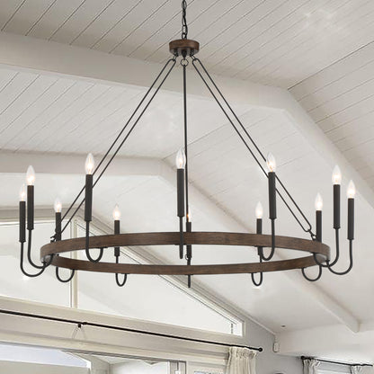 Montgomery 12-Light Candle Style Wagon Wheel Chain Chandelier