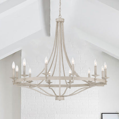 Chanton 12-Light Classic Candle Style Wagon Wheel Chandelier UL Listed