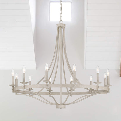 Chanton 12-Light Classic Candle Style Wagon Wheel Chandelier UL Listed