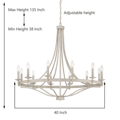 Chanton 12-Light Classic Candle Style Wagon Wheel Chandelier UL Listed