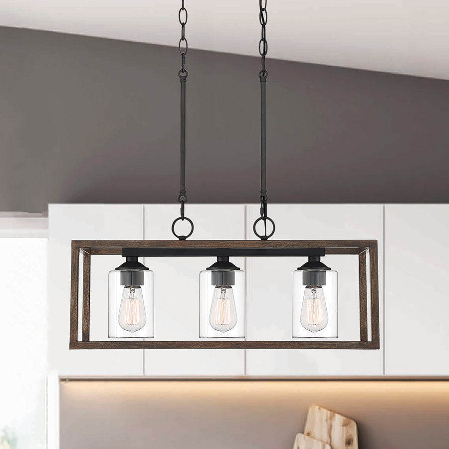 Suspension rectangulaire à 3 lampes pour îlot de cuisine Greeley 