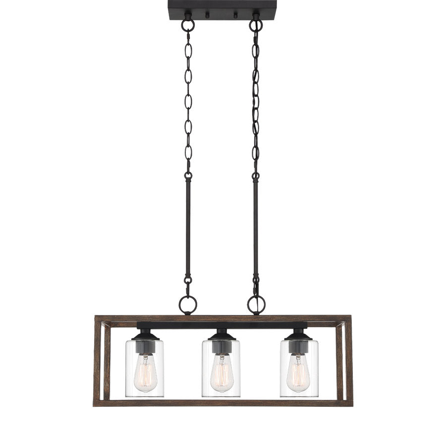 Suspension rectangulaire à 3 lampes pour îlot de cuisine Greeley 