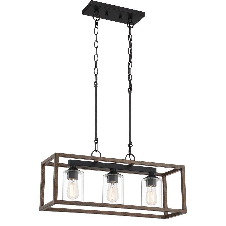 Suspension rectangulaire à 3 lampes pour îlot de cuisine Greeley 